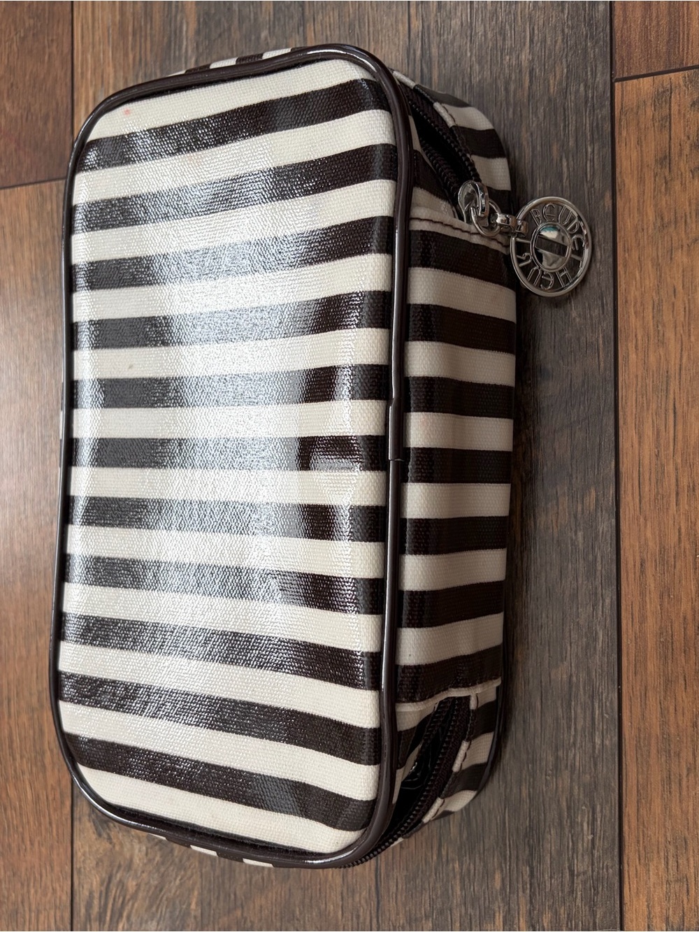 Henry Bendel Striped Cosmetic Pouch in Black and White